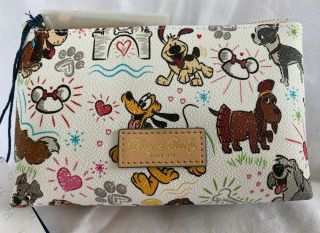 Nwt Dooney And Bourke Disney Dogs Sketch Pluto Cosmetic Case Pouch Bag