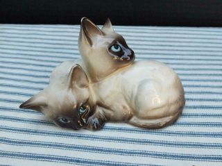 Vintage Beswick England Blue Eye Seal Point Siamese Cats Kittens Figurine 2