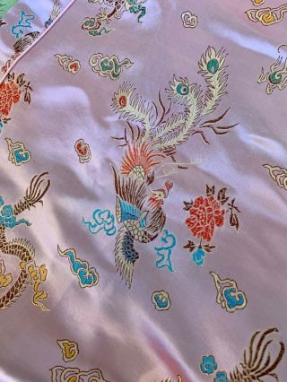 Vintage Silk Chinese Dragon Robe w/Belt Pinkish Purple Tag Reads Double Peach F2 2