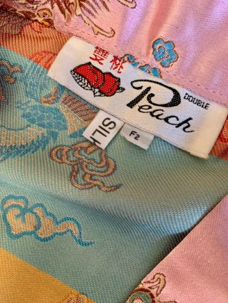 Vintage Silk Chinese Dragon Robe w/Belt Pinkish Purple Tag Reads Double Peach F2 3