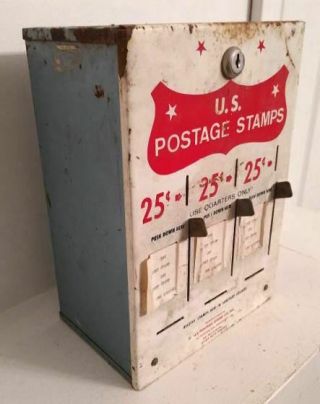 Post Office Stamp Dispenser Vintage 25 Cent 3 Slot U.  S.  Postal Machine