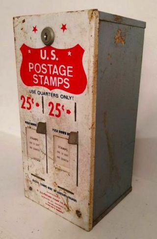 Post Office Stamp Dispenser Vintage 25 Cent 2 Slot U.  S.  Postal Machine