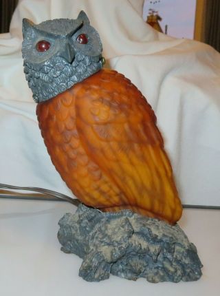 Vintage Amber Glass Owl Night Light