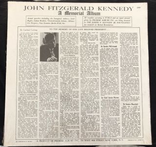 Vintage JOHN F.  KENNEDY MEMORIAL Record Album 1963 Stock 2