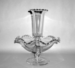 Vintage 1950s Imperial Clear Glass 10 " Candlewick Flower Bowl & Vase - Epergne