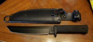 Vtg Cold Steel Usa Recon Tanto Carbon V Fixed Blade Knife W/leather Sheath