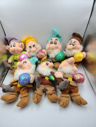 Disney Store Seven Dwarfs Gem Stone Mini Bean Bag Plush 8 " Set Of 7
