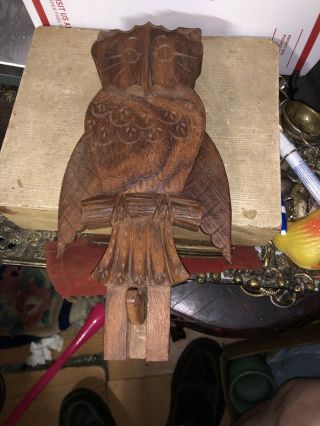 Vintage Herter’s Hand Carved Wooden Owl With Moving Wings