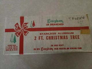 Vintage Evergleam 2ft.  Stainless Aluminum Christmas Tree 19 Branches Pom Pom
