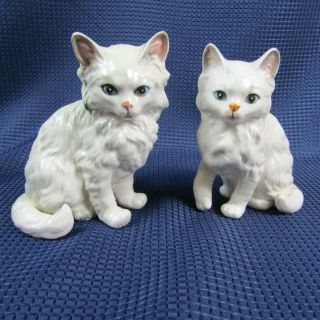 Vintage Japan Lefton White Persian Cat Figurines Set Of Two 1514