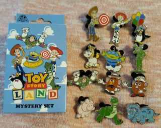 Disney Parks Toy Story Land Mystery Box Complete Set Of 12 Pins Buzz Woody,
