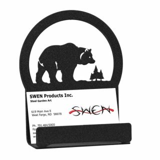 Swen Products Bear Black Metal Business Card Holder