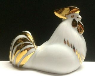 Vintage Ussr Horosсope Gold Rooster Porcelain Figurine Lomonosov Lfz