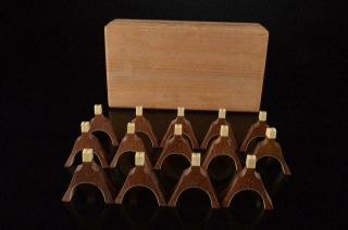 Z207: Japanese Wooden Bone Koto Parts Bridge Stringed Instrument,  W/signed Box