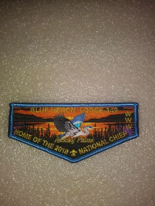 Oa 349 Blue Heron Lodge Flap S - ? 2018 National Chief Blue Border Orange Sky