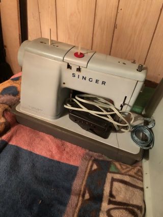 Vintage Singer Model 338 Sewing Machine W\ Pedal,  Base,  Case,  Light Blue