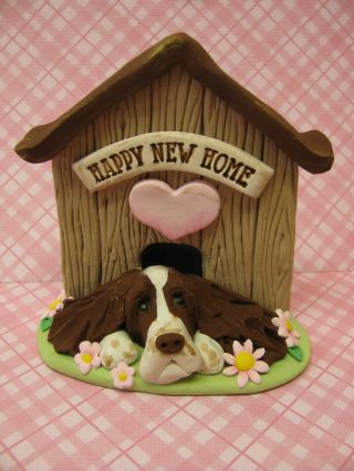 Springer Spaniel Sign Handsculpted L/W English Springer Spaniel With Teapot Figurine | #2319907