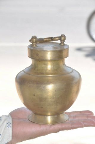Old Brass Handcrafted Solid Heavy Unique Shape Holy Water Pot 3