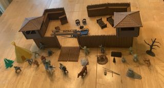 Vintage Marx Fort Apache Stockade Play Set With Box - Incomplete