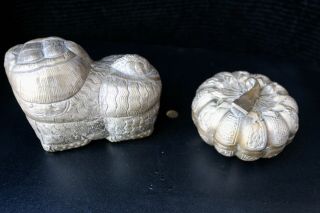 Vintage Cambodian Shaped Silver Metal Betel Nut Boxes 3