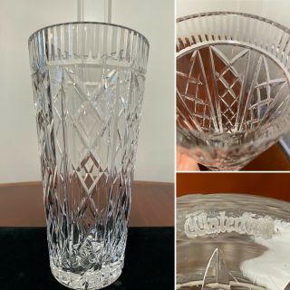 Vintage Signed Waterford Crystal 10 " Tall Killeen Pattern Flower Vase Ireland