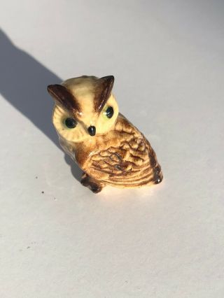Vintage Miniature Bone China Owl Made In Japan Brown Tan