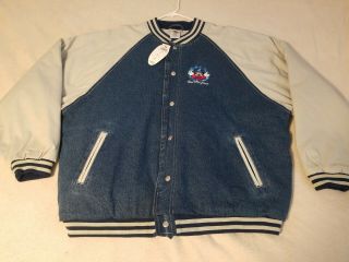 Vintage Walt Disney World Denim Varsity Jacket Size Xl Nwt