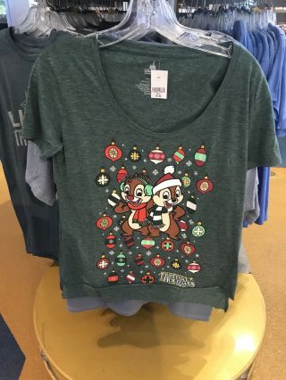 Disney Epcot Festival Of The Holidays Chip & Dale Ladies Crop Shirt L Large