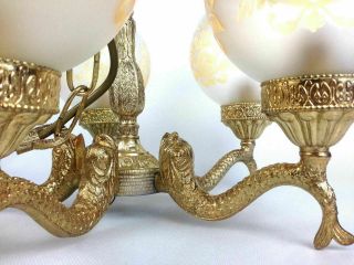 Cast Opulent Gold Finish Heavy Spain Glass Pendant 5 Light Fitting Vintage 70 ' s 2
