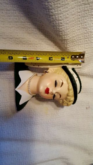 NAPCO Head Vase headvase Vintage 1961 C2633 Lucille Ball Lucy Pearls Green Suit 2
