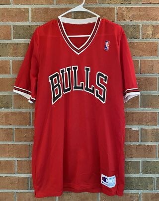 Vintage 90’s Chicago Bulls Nba Champion Warm Up Shooting Shirt Jersey Size Large