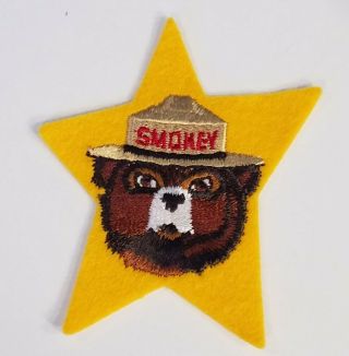 Vintage Us Forest Service Ranger Smokey Bear Embroidered Felt Star 4 " Patch