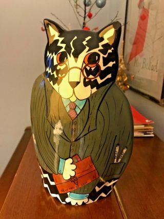 2001 Cats By Nina Lyman Attorney At Law,  Handpainted Lawyer Cat Vase.