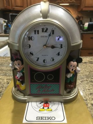 Seiko Disney Mickey Minnie Mouse Alarm Clock Music Box Jukebox [excellent]
