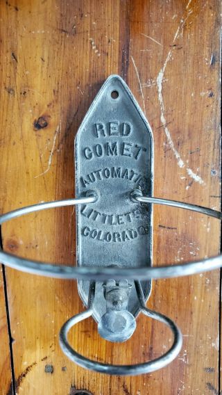 Vintage Red Comet Automatic Fire Extinguisher Wall Bracket Holder