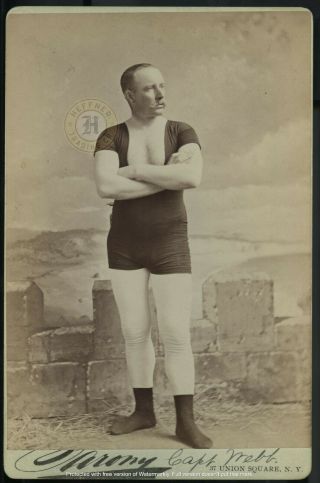 Vintage Athlete Swimmer: Captain Matthew Webb 1870s Cabinet Card Photo By Sarony