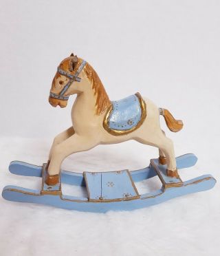 Vintage Miniature Wooden Toy Rocking Horse Artist Decor Hand Painted
