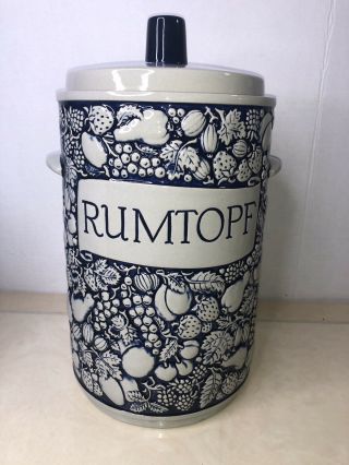Vintage German Marzi & Remy Rumtopf Pot Stoneware With Fruit Pattern Recipe