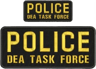 Police Dea Task Force Embridery Patch 4x10 And 2x5 Hook On Back Black/gold