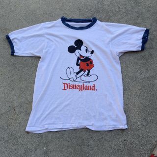 Vtg 70s 80s Mickey Mouse Disney Ringer Tee Shirt Made In Usa Single Stitch M L