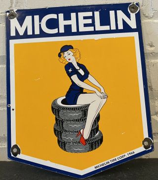 Vintage Michelin Tires Porcelain Sign Gas Pump Oil Firestone Goodyear Bibendum