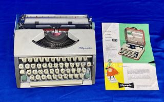 Vintage Olympia Lightweight Portable Typewriter W/ Case (i - 3963)