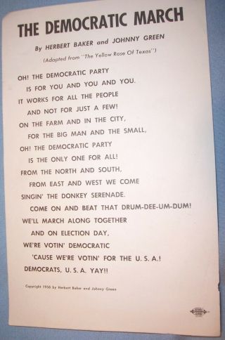 1956 Democratic National Convention President Campaign March Song Adlai Stevenso