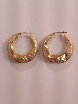 Michael Anthony 14k Gold Earrings Diamond Cut Chunky Style Hoop Jewelry Vintage