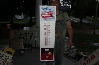 Vintage Dr Pepper Soda Pop Gas Station 28 " Metal Thermometer Sign & C