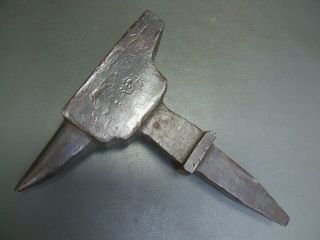 Vintage Military Blacksmiths Iron Horn Hardy Hole Anvil Stake Stump Old Tool