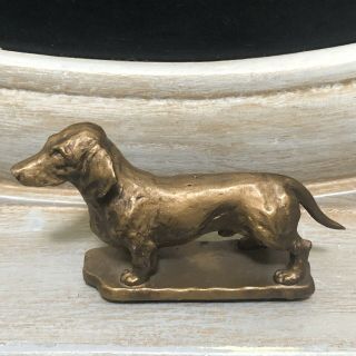 Signed Bronze Metal Dachshund Dog Sculpture Weiner Dog Corsini Sculpture House 2
