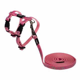 Rogz Kitten Harness And Leash Sparklecat - Xsmall Neck 6 - 9in Chest 8 - 12in Pink