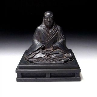 @fg33: Vintage Japanese Woodcarving Statue Of Buddhist Monk
