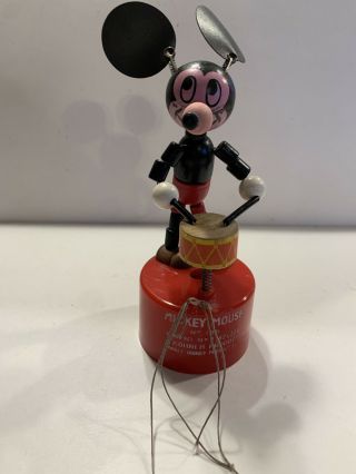 Vintage Antique Walt Disney Productions Mickey Mouse No 185 Wooden Toy 7 "
